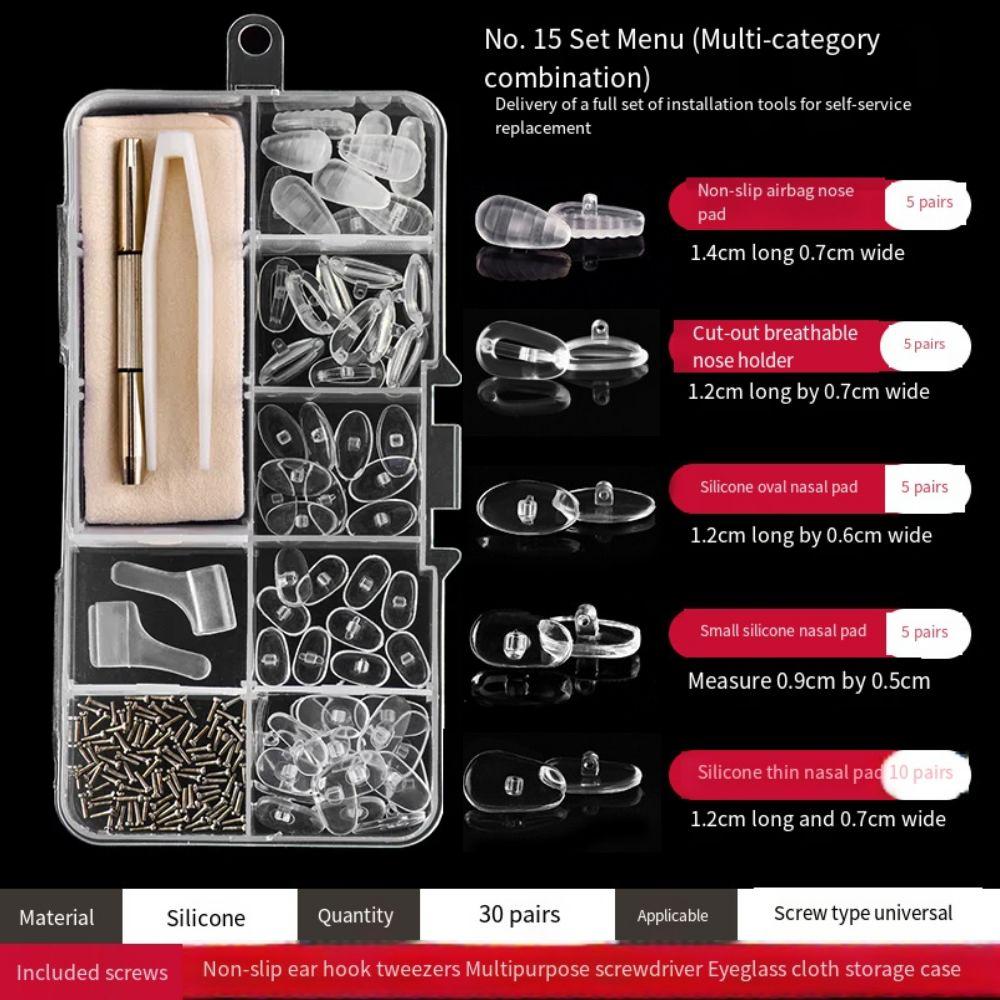 Silicone Precision Screw Sets Replaceable Nose Pads Repair Kit Glasses Repair Tools  Sunglasses