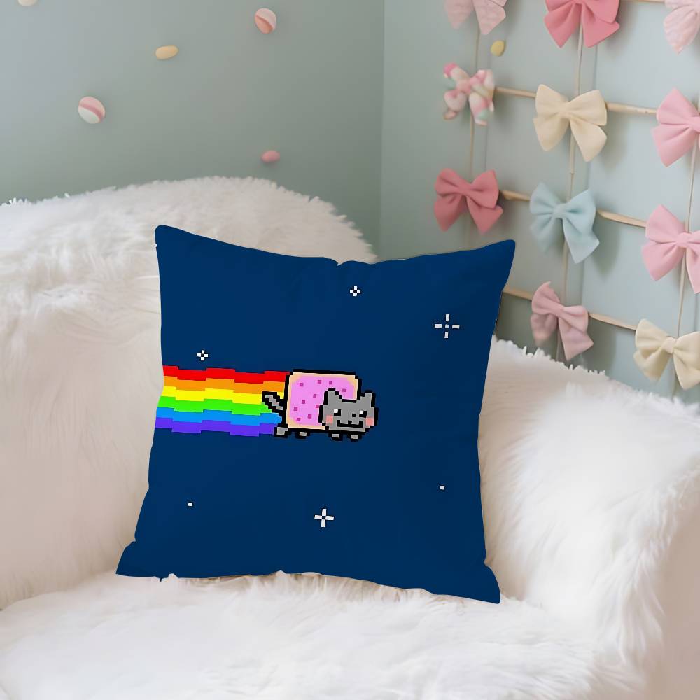 Cute NNyan Cats ART Maker Case Plush Fabric Soft Pillowcase Double Sided Print Cushion Cover Household Gifts