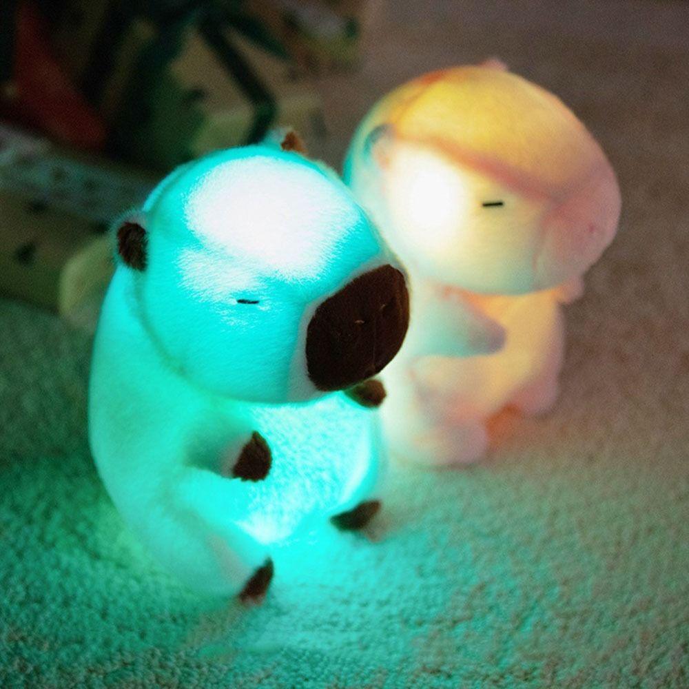 Fluffy Texture LED Capybara Stuffed Animal Luminous Cartoon Capybara Doll  Christmas Gift