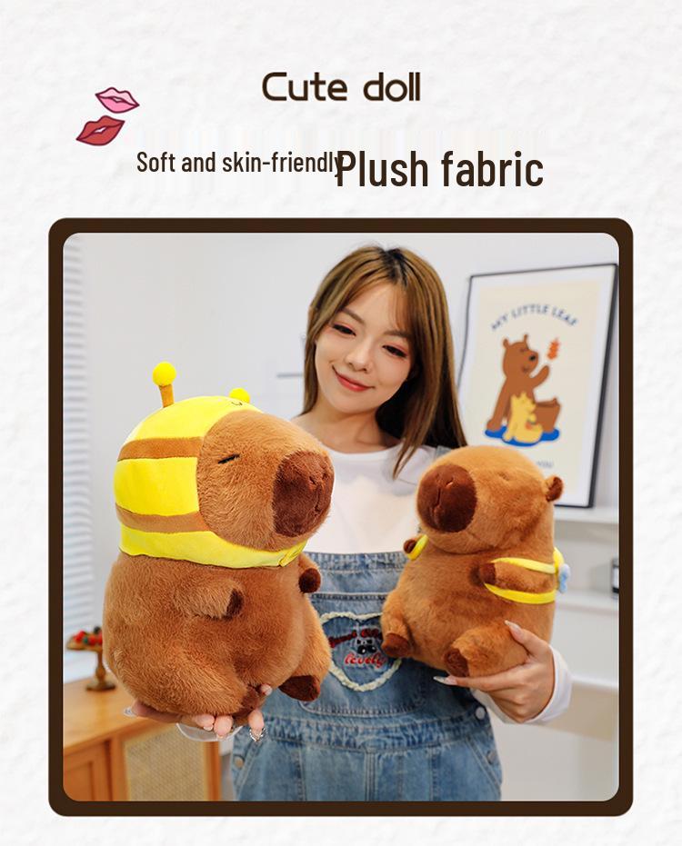 Capybara Plush Toy Pillow & Backpack - Bee Costume Gift