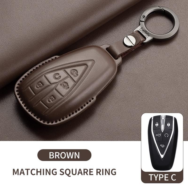 3/4/5 Buttons Genuine Leather Auto Smart Key Fob Cover Case Fit For Changan Unit Unik Cs35Plus Cs55 Plus Cs75 Plus Oshan X7 X5 Protector Bag