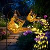 LED Solar Garden Watering Light Warm Lights Vintage Metal Fairy Sprinkler Lights Hanging Kettle Lantern Decorative Lawn Lamp