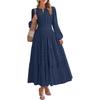 Women's V-Neck Flared Maxi Dress with Waist Pleats In Multiple Colors