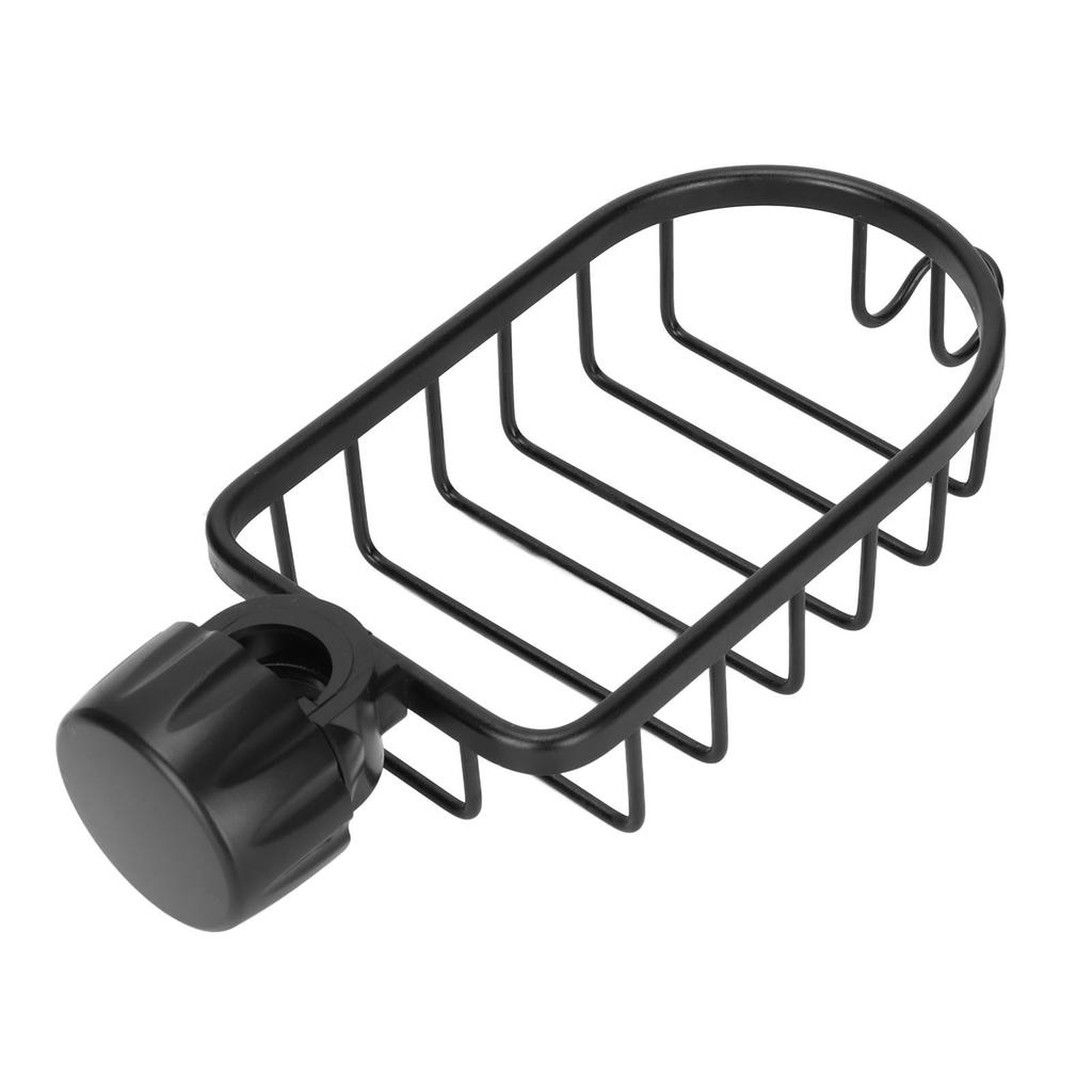 Hanging Faucet Storage Rack Adjustable Sink Dishcloth Sponge Drainer Rack for Kitchen Bathroom Black