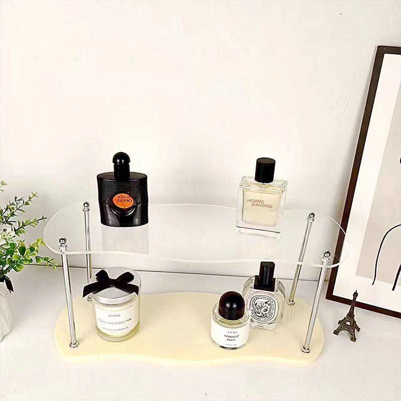 Removable Acrylic Tabletop Rack- Stylish Modern Design for Organizing Cup and Perfumes, Makeup Display Stand Desktop Organizer