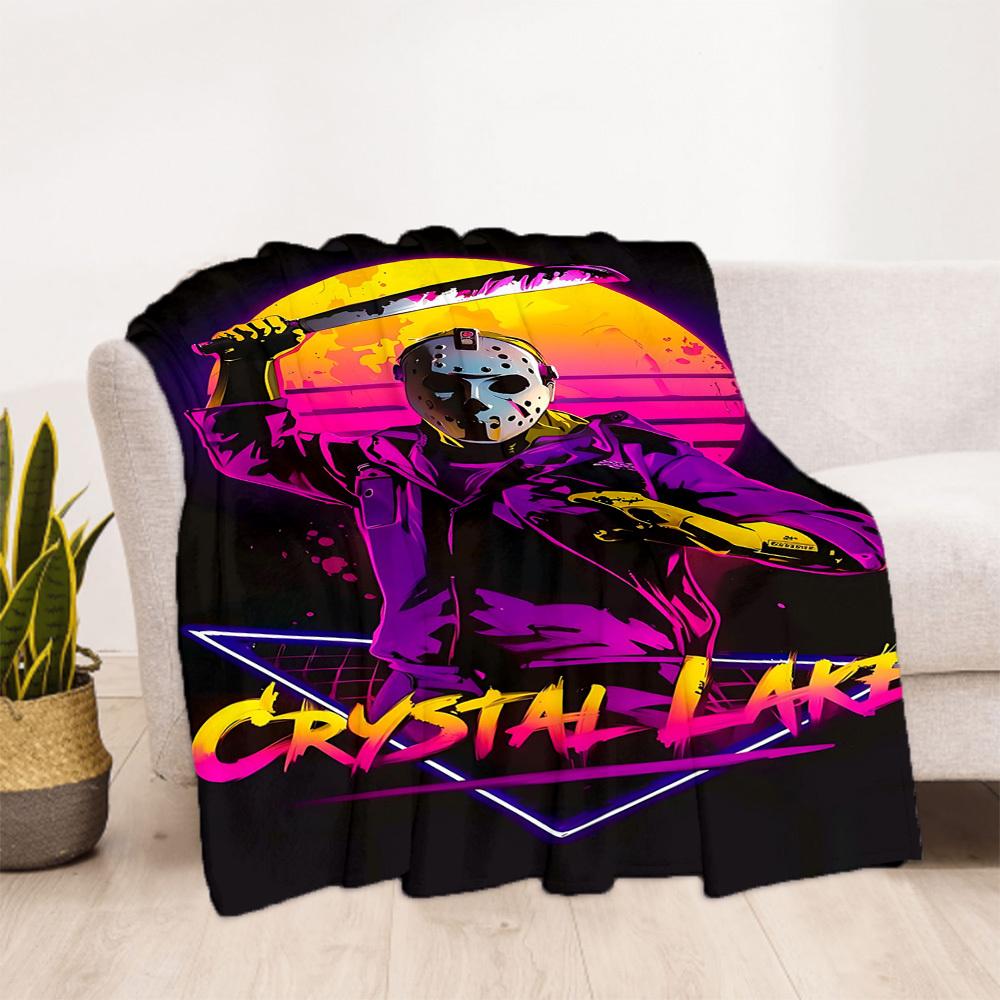 1pc Friday the 13th Outdoor Blanket Lightweight Flannel, All-Season Use for Sofa, Bed, Travel, Camping, Living Room, Office, Couch094
