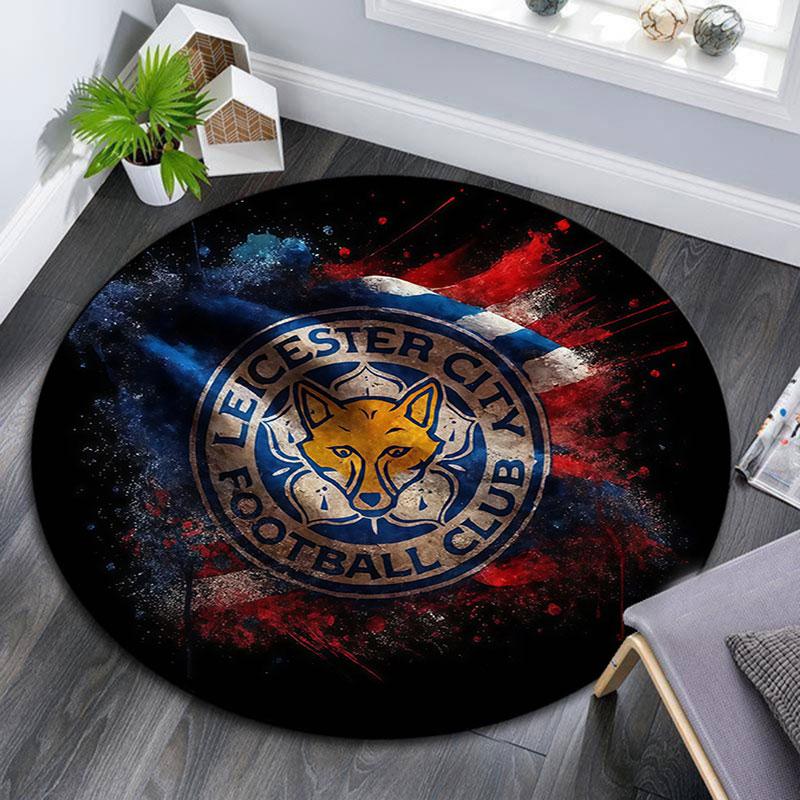 Leicester City Football Club,Round Area Rug,Carpet Rug for Living Room Bedroom Sofa Playroom Decor,Non-slip Floor Mat
