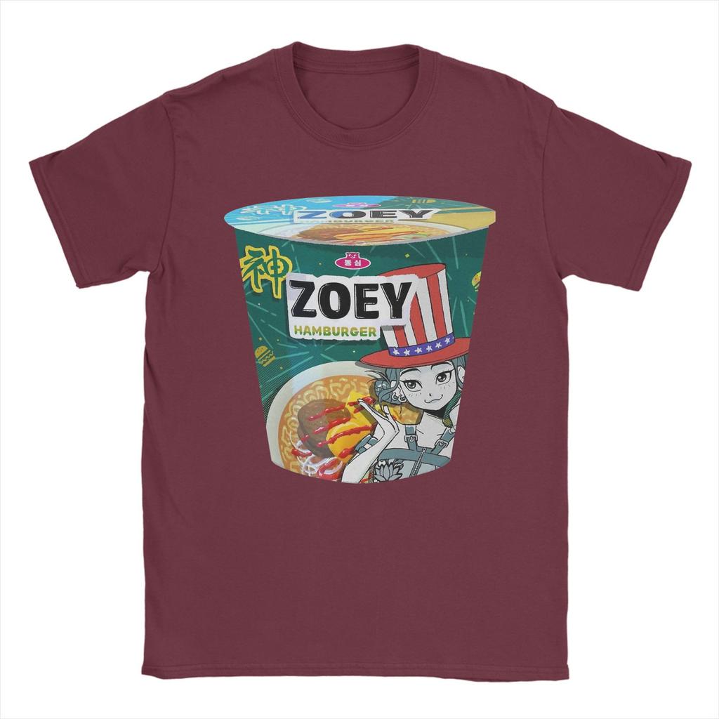 ZOEY Hamburger Ramyeon  Ramen Huntrix Men T Shirts Demon Hunters  Tees Short Sleeve O Neck T-Shirt Pure Cotton Summer Tops