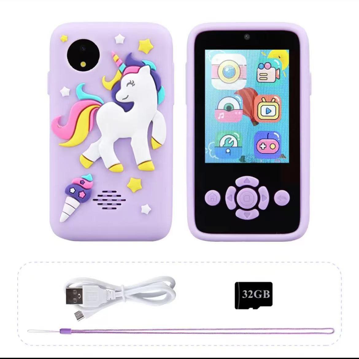 Kids Smart Phone Toy Touch Screen Unicorn Baby Mobile Puzzle Games MP3 Music Player Children Mini Phone Toys Boys Girls Gifts