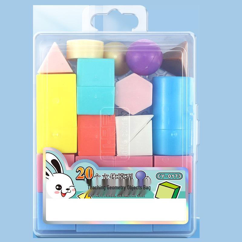 Little Carney Elementary Geometry Solid Models: 3D Shapes Teaching Aids & Cube Recognition Set Box