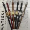 New Women Watch H Rectangular Dial Luxury Gift Wristwatch Fashion Leather Strap Lock Shaped Watch