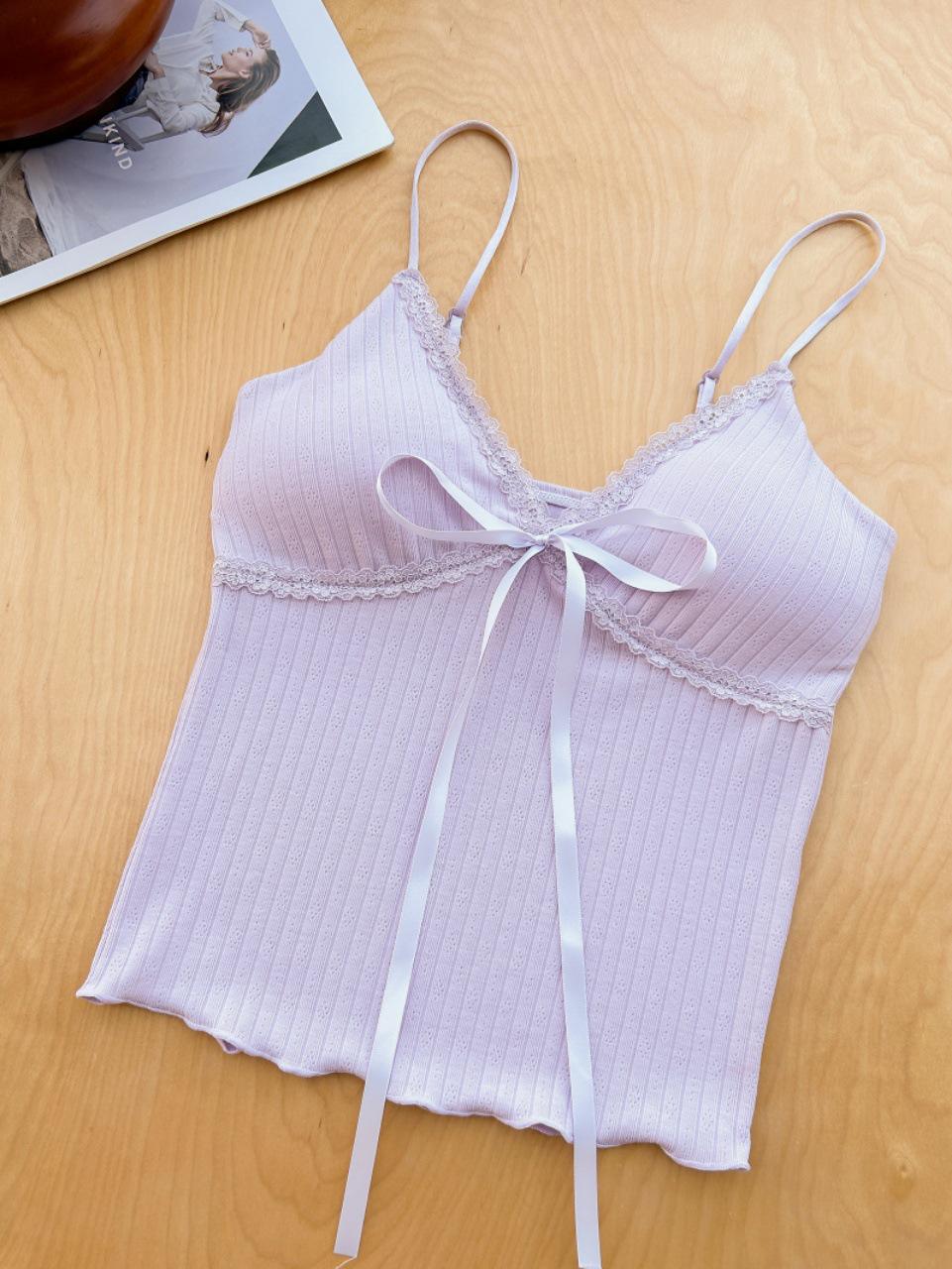 

2026 Spring Pure Desire Women s Lace Camisole Top with Built-In Padding One Size (45-75 kg) фиолетовый