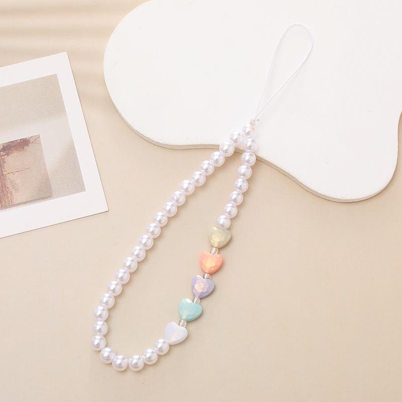 

Трендовая цепочка для телефона с бусинами в виде сердца: Противоударный DIY жемчужный шнурок и чехол Phone Chain