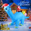 6.6FT LED Light Inflatable Yard Decor Blue Dinosaur Santa Claus Toy Xmas Supplies Home Party Ornaments Christmas Holiday Gifts