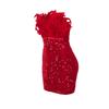 European & American Strapless Feather Sequin Bodycon Dress