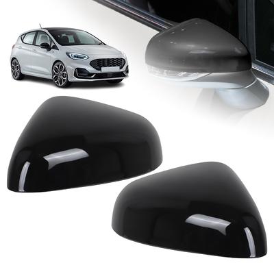 Glossy Black/Carbon Fiber Style Side Rearview Mirror Cover For Ford Fiesta Mk8 2018      2024 Mirror Cap