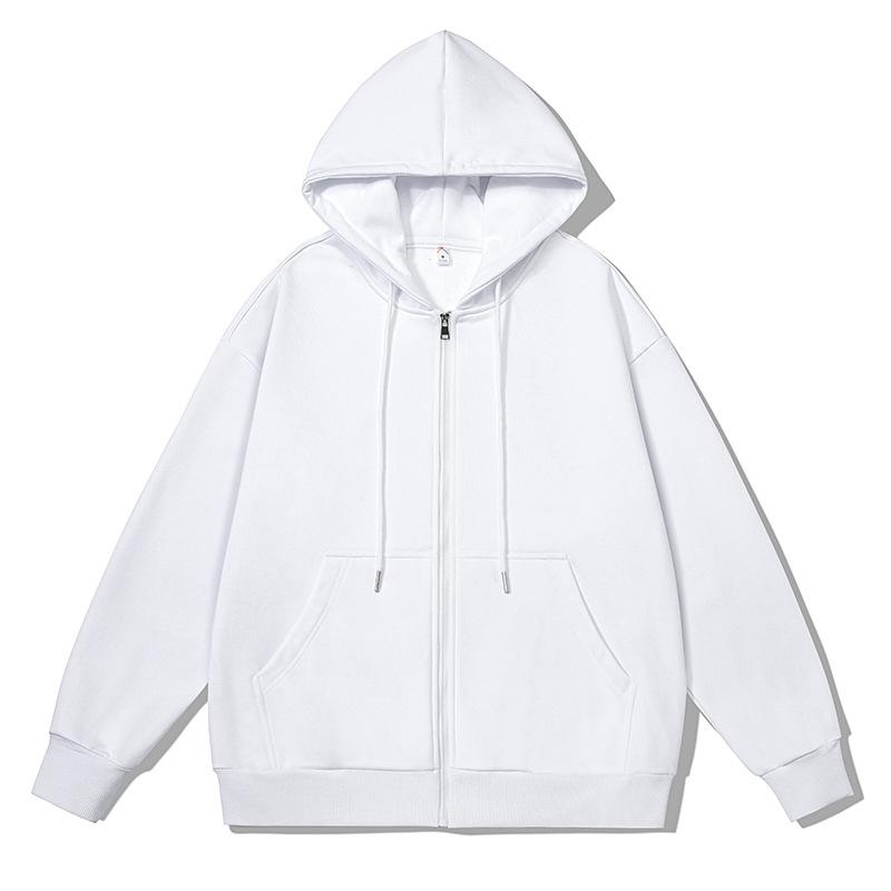 Hooded Cardigan Solid Color Hoodie Men's Jacket Couple Style Jacket Simple Outdoor Hooded Casual