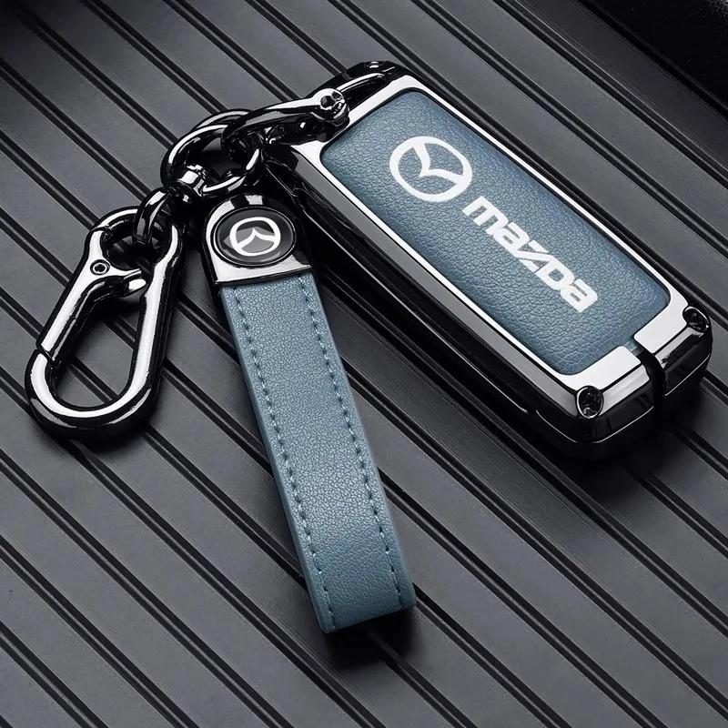 Leather Car Smart Key Case Cover Shell For Mazda 3 5 6 SKYACTIV Axela Atenza CX30 CX5 CX8 CX9 MX5 RX8 RX7 BT50 Keychain Protecto