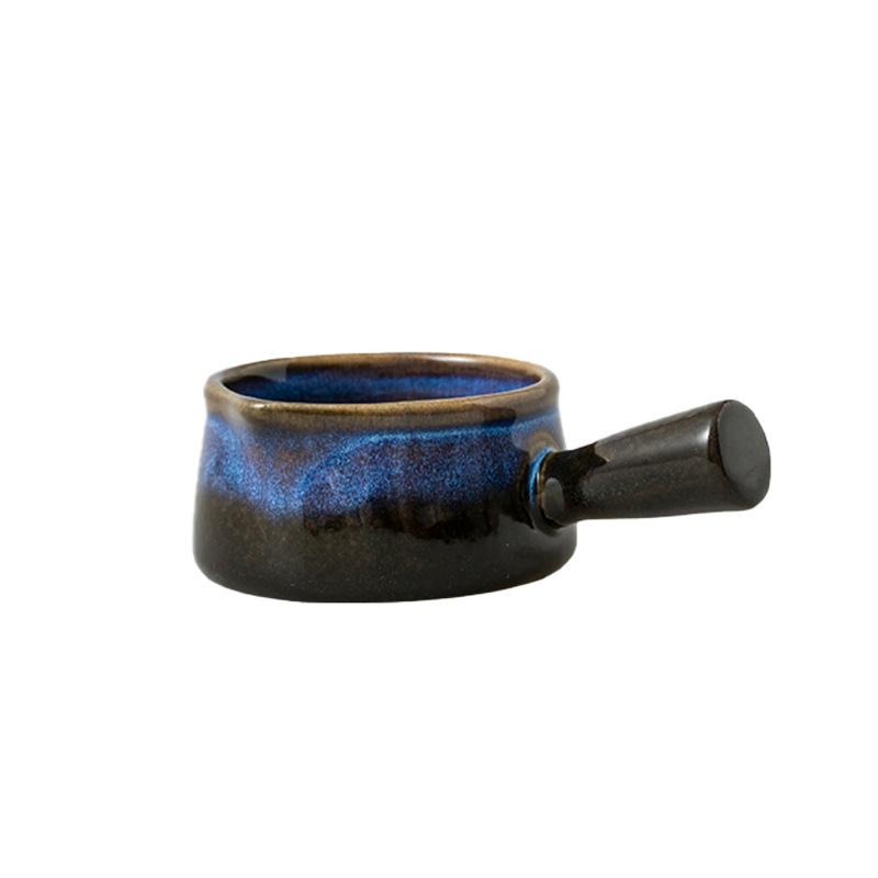 1 шт. Соусница Гладкая С изменением цвета в печи Повседневная Блюдо Экономия места Японская Настольная С ручкой Легко моющаяся Винтажная Пищевая 100x35мм синий