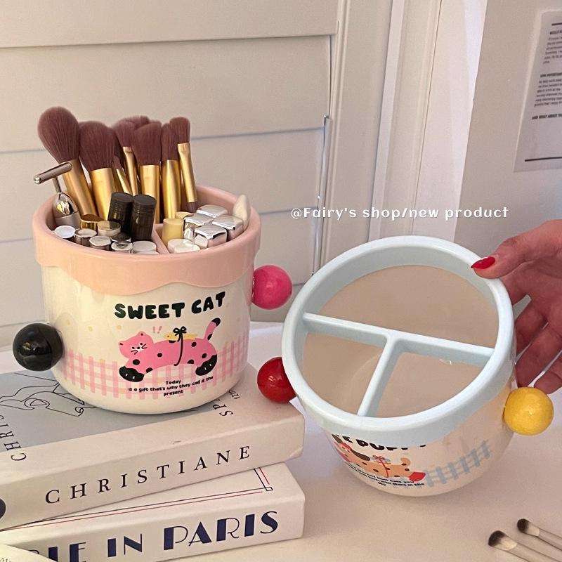 Storage Tube with Compartments: Makeup Organizer for Lipstick, Eyeshadow, Brushes & Desktop Pen Holder