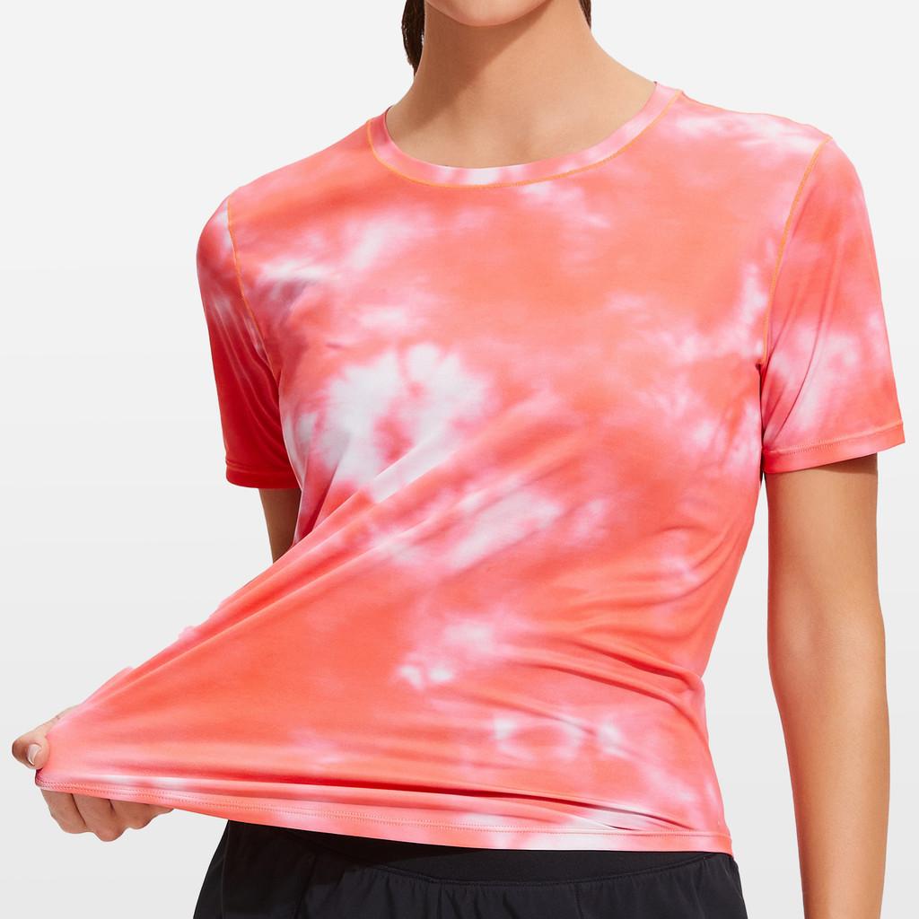 Athletic Breathable Polyester Short Sleeve Tshirt For Running And Yoga For Women