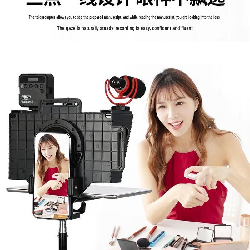 OLOEY T3 Portable Teleprompter for Smartphones & DSLRs with Desktop Tripod