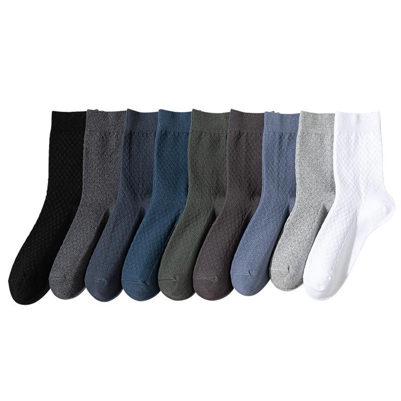 5 Pairs of Men's Autumn and Winter Commercial Antibacterial Warm Solid Color Deodorant Wicker Cotton Socks