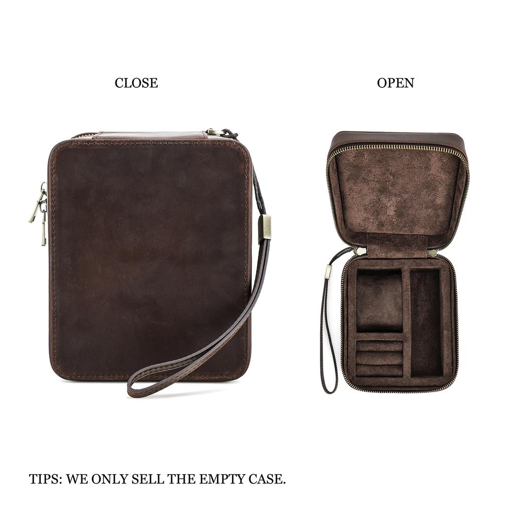 Luxuriöse Vintage Leder Uhrenaufbewahrungsbox für Herren Reise Schmucketui Leder Uhr Ringe Manschettenknöpfe Sonnenbrillen Kaffeefarbenes Leder