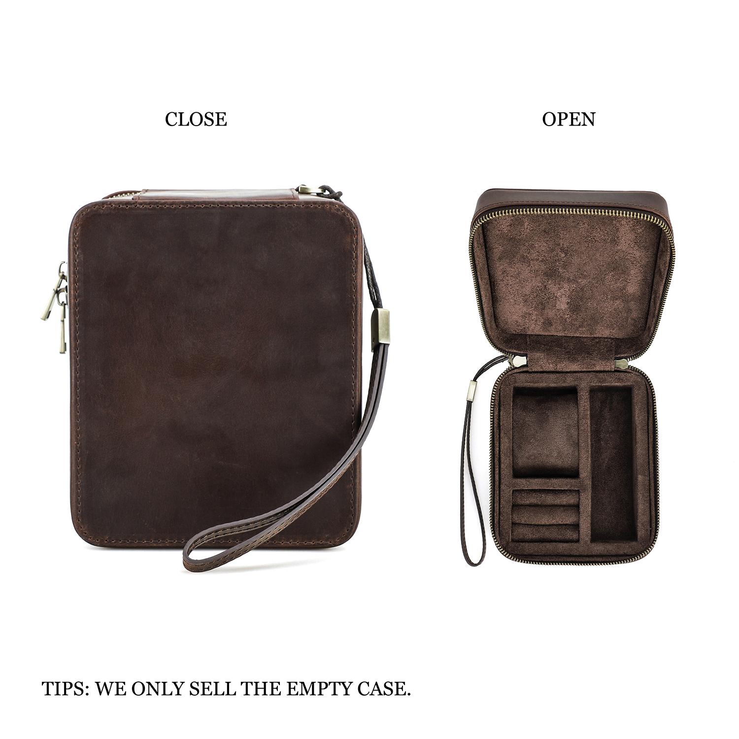 Luxury Vintage Leather Watch Storage Box for Men Travel Jewelry Case Leather Watch Rings Cufflinks Sunglasses Coffee Leather Leather&Faux Suede