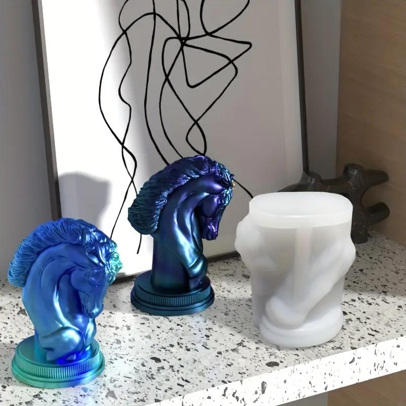 Wonderful DIY Animal Plaster Resin Ornaments Mould Home Decoration Crafts Making Molds 3D Horse Head Aroma Candle Silicone Mold