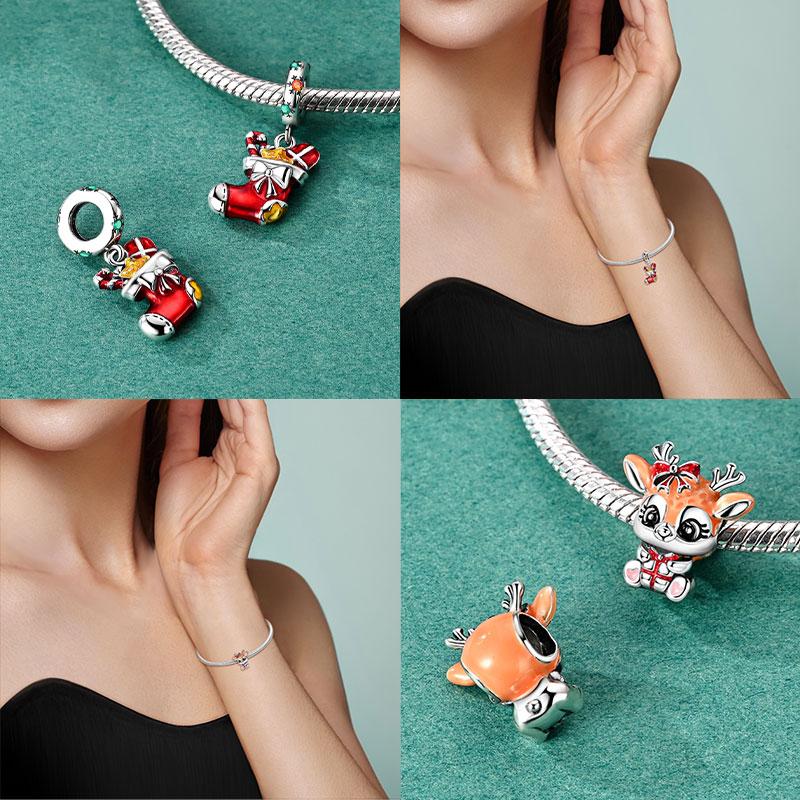 Neue Kupfer-Charms Perlen Schneemann Weihnachten Halloween Charm Anhänger Passend für Original-Charms-Armband Damenschmuck Geschenk