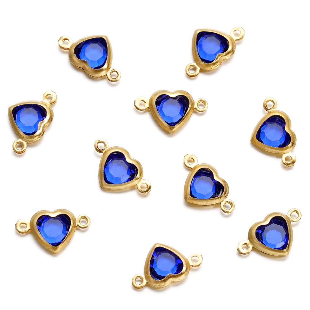 10pcs Stainless Steel Double Holes Heart with Crystal Rhinestones Bracelet Connectors for Necklace Pendants DIY Jewelry Making