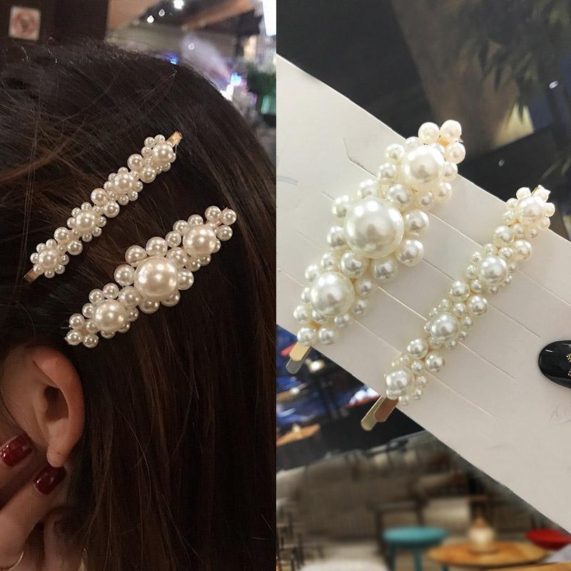 Women Hair Clip Accessories Set Elastic Ponytail Holder Rubber Coil Bands Kids Simulated Pearl Barrettes for Girls Headwear