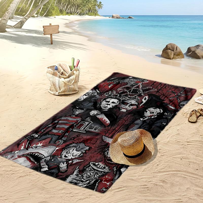horror movie characters Printed Quick Dry Beach Towel Super Absorbent Soft Lightweight Bath Towel for Pool Summer Travel