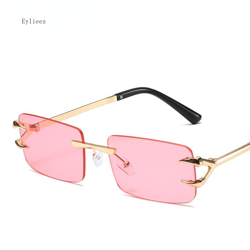 Latest Fashion Vintage Rectangle Sunglasses Rimless Frameless Gradient UV400 Shades Summer Traveling Sun Glasses for Women gafas