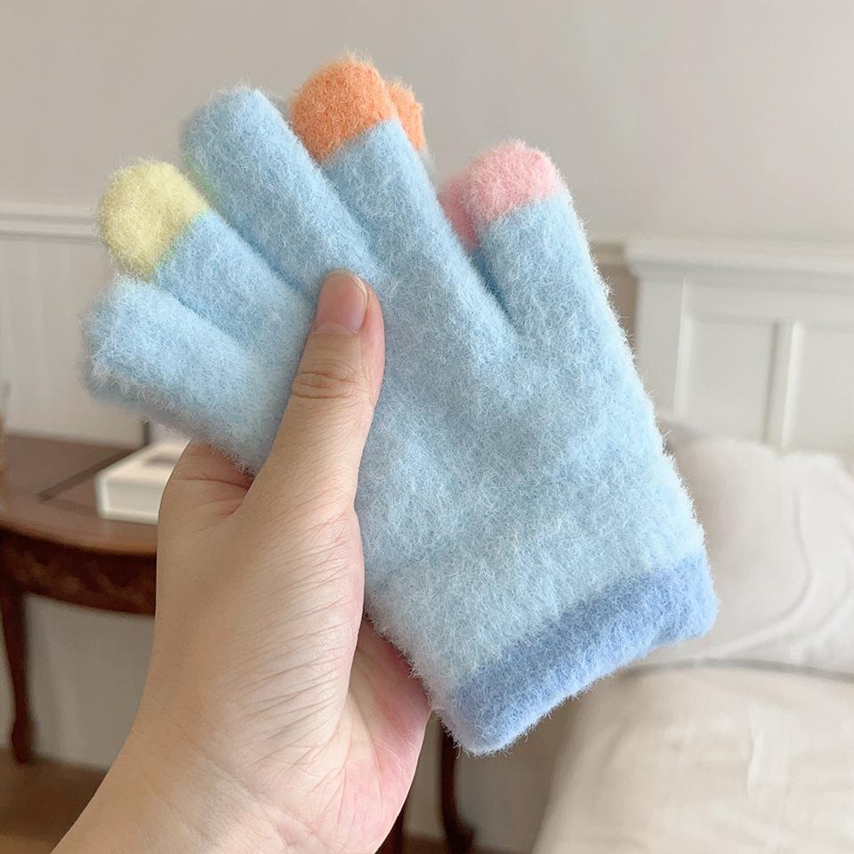 1 Pair Sweet Fashion Kids Gloves for Boy Girl Warm Outdoor Playing Snow Children Glove Candy Color Knitted Acrylic Gloves