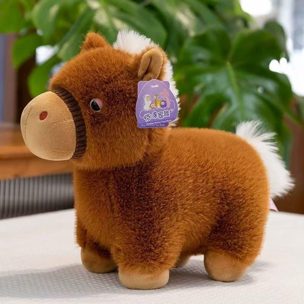 Standing Pose Horse Doll Soft Fluffy Stuffed Animal Cute Pony Figure  Birthday Gifts