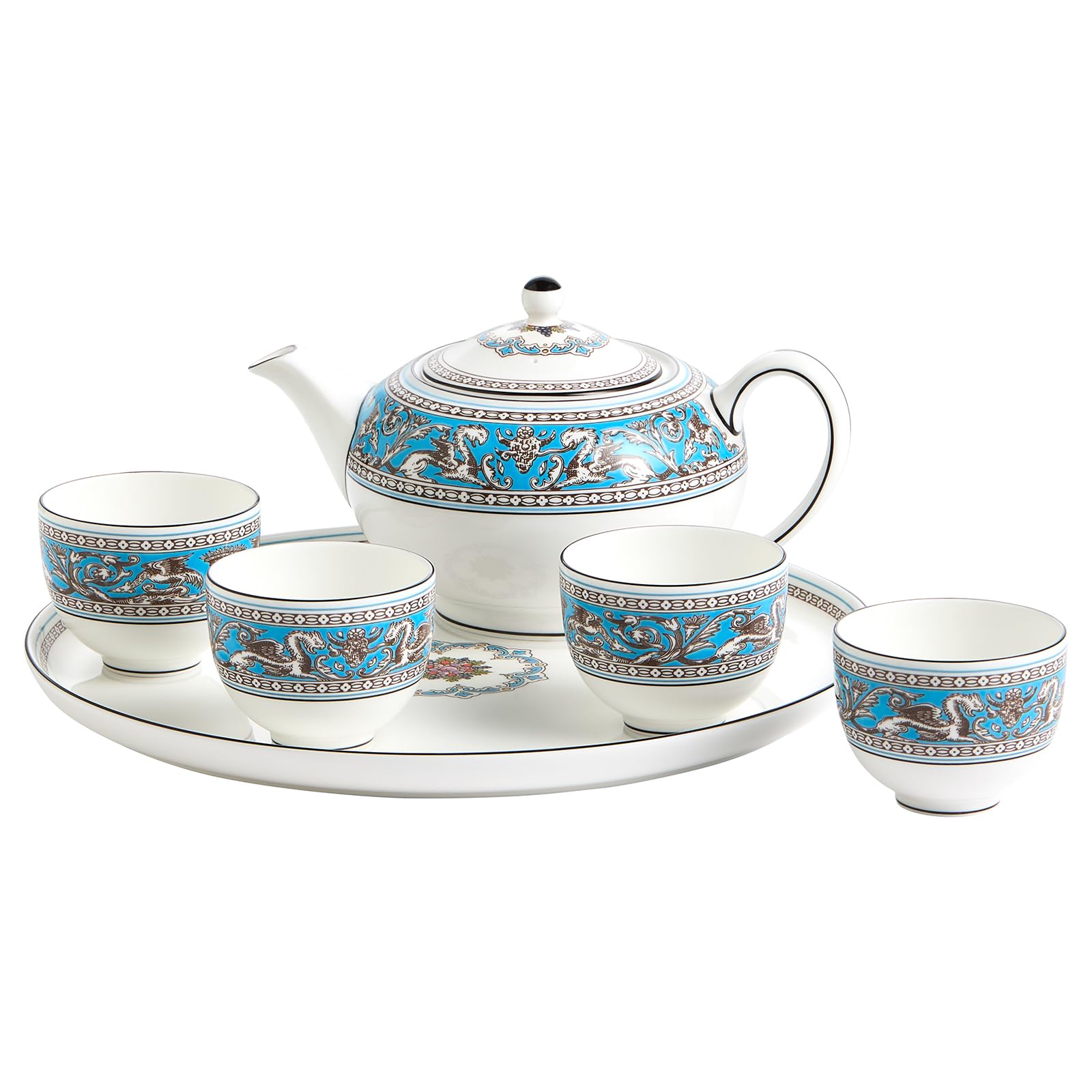 

[Officially Imported] Wedgwood Florentine Turquoise Asian Tea Set, 6-Piece Set, Blue, Wedding Gift, 1069718