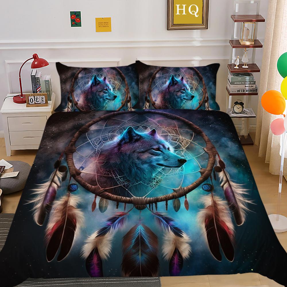 Bettbezüge, Wolf-Druck, King-Size-Mikrofaser-Bettwäsche-Set, Bezug für Mann, weich, hochwertige Heimtextilien