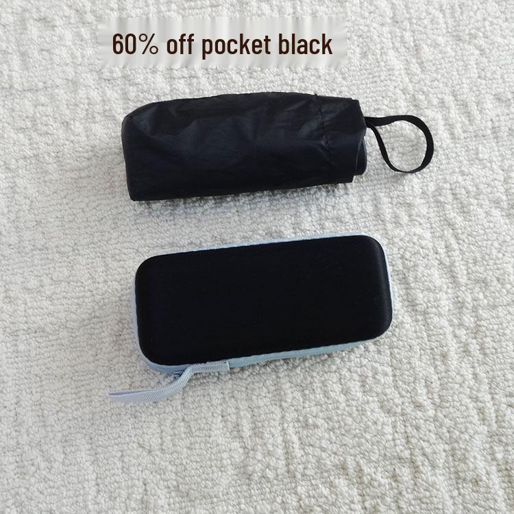 Custom Logo Mini Pocket Umbrella with UV Protection and Black Glue Six-Fold Design