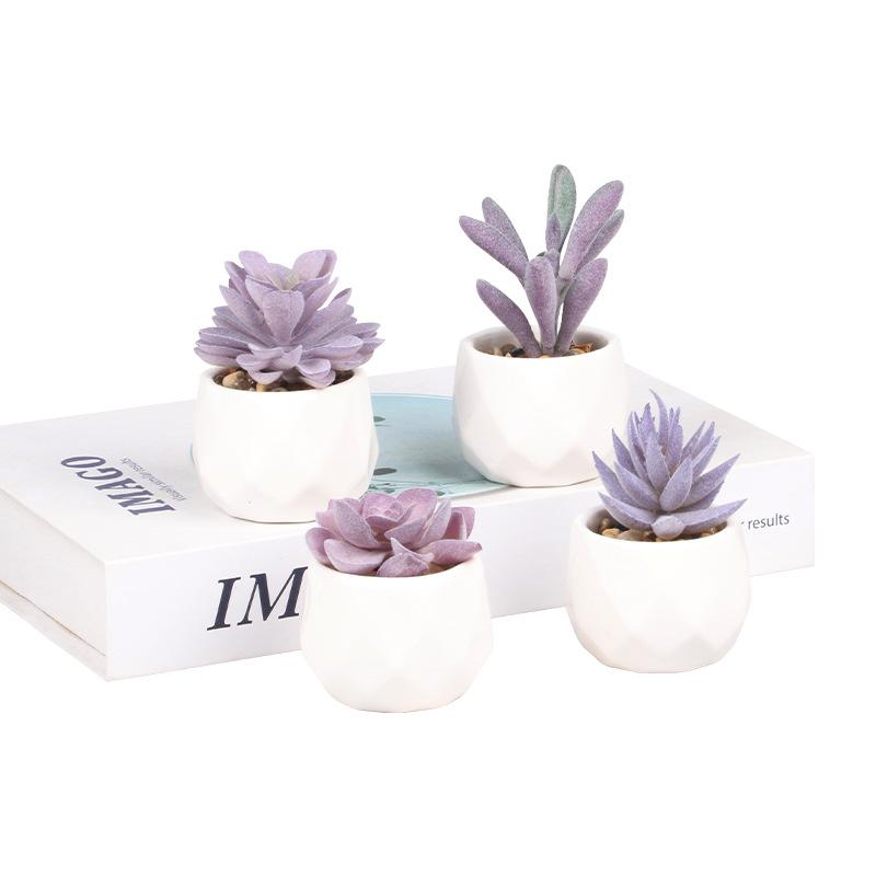 Purple Fake Succulent Potted Plant Simulation Succulent Plant Mini Fake Flower Small Bonsai Store Decoration Home Decoration