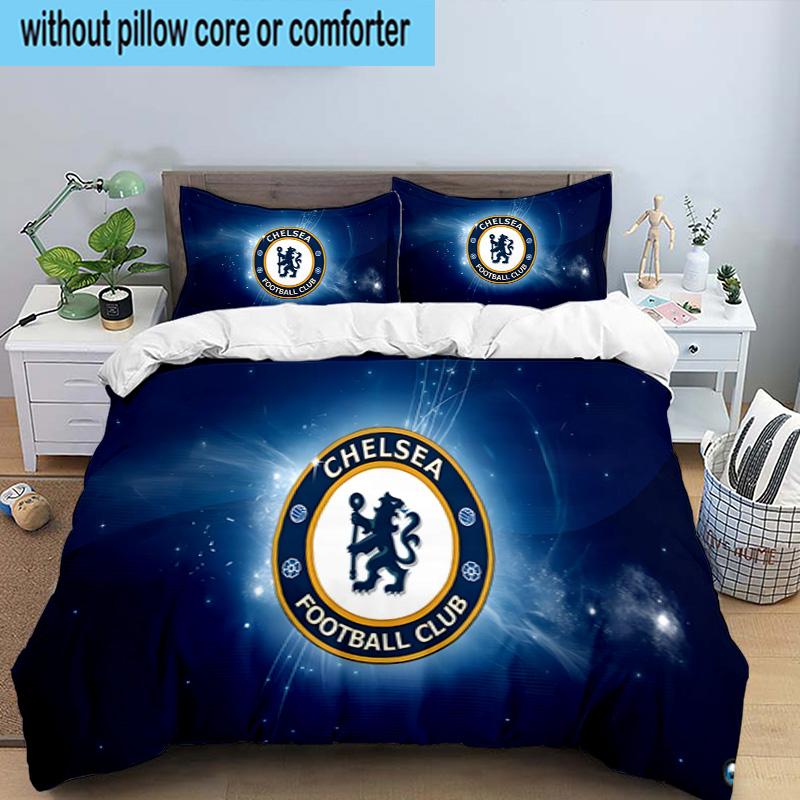 Chelsea Football Club Crest 3PCS Bedding set,Ideal for1pc Duvet Cover And 2pcs Pillowcases Perfect for Christmas gift,Ideal for Bedroom, Dormitory