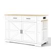 Kücheninsel mit ausziehbarer Arbeitsplatte, 120×50×93cm, Steckdosenleiste, 2 Schubladen, Doppeltürschrank, verstellbarer Einlegeboden, Handtuchhalter & 7 Rollen, Weiß/Eiche