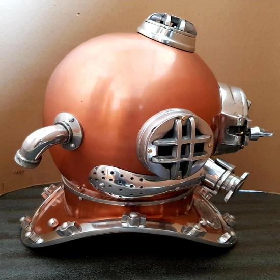 45.72 Cm Copper Plated Diving Helmet Boston Scuba Divers Helmet US Navy Mark V Badge Helmet Gift