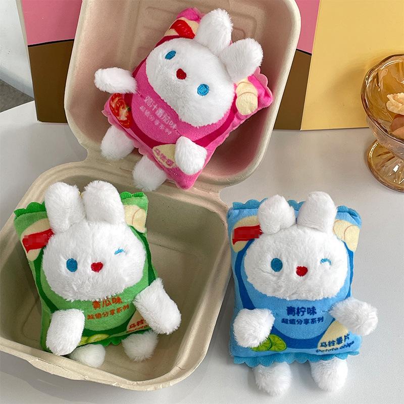New Cute Cute Rabbit Keychain Creative Snacks Small Doll Pendant Couple Bag Hanging Decoration