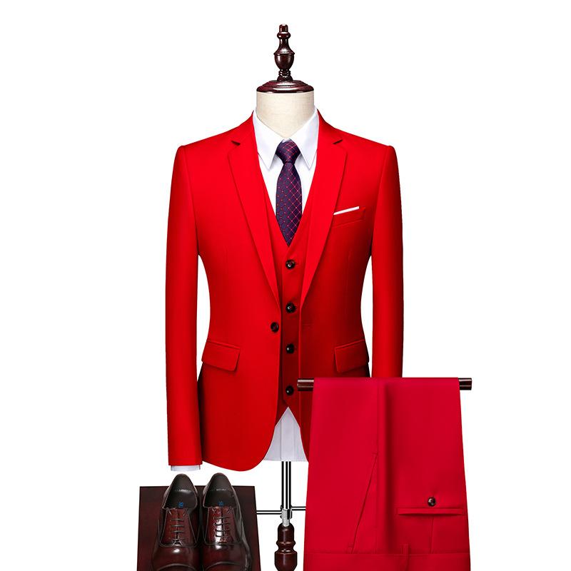 Pánský oblek Oblek Pánský třídílný set Velký jednobarevný oblek Business Professional Oblek