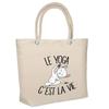 Beach Bag - PLANETEE - Yoga C'est La Vie - Flexible Insulated - Beige Cotton - Printed In France