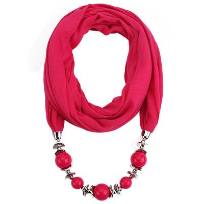 Gorgeous Beads Pendant Ring Scarf Women's Shawl Scarf Jewelry Necklace Ethnic Style Chiffon Scarf