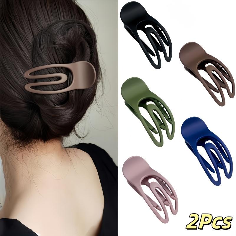 2pcs Concave Bun Duckbill Clip, Easy Half-Ponytail Clamp, with a Frosted Matte Texture, Versatile, Can Secure Low Buns, Top Knots, And Side Ponytails,