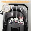 3 Pack Hanging Rattle Toys,Cartoon White Black Stuffed Stroller Plush Toys for Newborn 0-18 Month Baby Bed Crib Toys with Wind Chimes (Zebra,Deer&Cow)